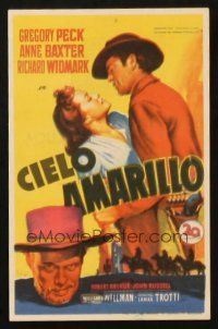 5z315 YELLOW SKY Spanish herald '48 Soligo art of Gregory Peck & Anne Baxter, Richard Widmark