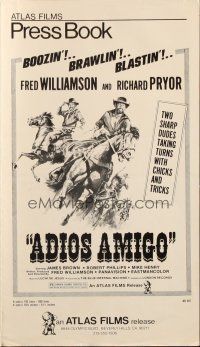 5z406 ADIOS AMIGO pressbook '75 Fred Williamson & Richard Pryor are two sharp dudes!