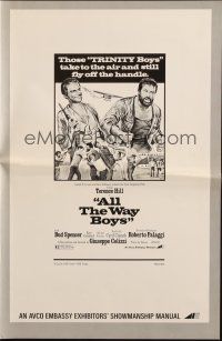 5z417 ALL THE WAY BOYS pressbook '73 cool artwork of Terence Hill & Bud Spencer, the Trinity boys!