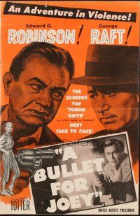 5z453 BULLET FOR JOEY pressbook '55 George Raft & Edward G. Robinson pointing guns at each other!