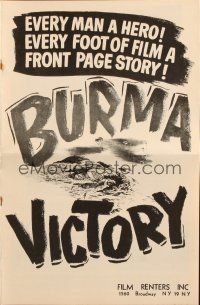 5z454 BURMA VICTORY pressbook '45 Roy Boulting directed documentary, WWII behind the lines!