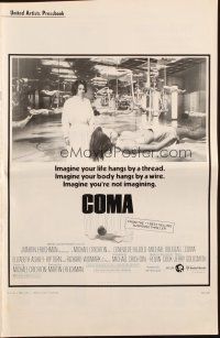 5z488 COMA pressbook '77 Genevieve Bujold finds room of hanging unconscious sexy beautiful women!