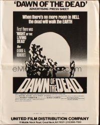 5z504 DAWN OF THE DEAD press sheet '79 George Romero, there's no more room in HELL for the dead!