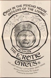 5z535 EROTIC CIRCUS pressbook '69 orgy in the psycho house, defilers of the living!