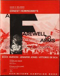 5z546 FAREWELL TO ARMS pressbook '58 Rock Hudson, Jennifer Jones, Ernest Hemingway