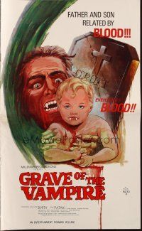 5z596 GRAVE OF THE VAMPIRE pressbook '72 wacky art of father & son related by everyone's blood!