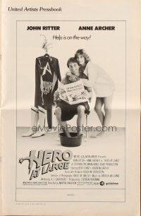 5z618 HERO AT LARGE pressbook '80 super hero wannabe John Ritter, Anne Archer, help is on the way!