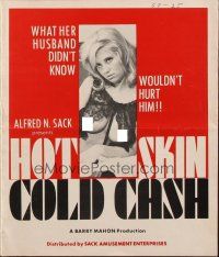 5z626 HOT SKIN & COLD CASH pressbook '65 Barry Mahon, she's always available if the price is right!