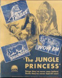 5z667 JUNGLE PRINCESS pressbook '36 artwork of tropical beauty Dorothy Lamour & fierce tigers!