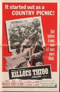 5z669 KILLERS THREE pressbook '68 Robert Walker, Diane Varsi, AIP, country picnic gone bad!