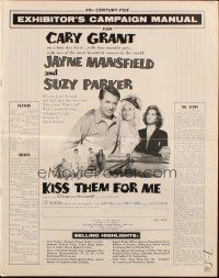 5z673 KISS THEM FOR ME pressbook '57 Cary Grant & Suzy Parker, plus sexy Jayne Mansfield!