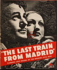 5z687 LAST TRAIN FROM MADRID pressbook '37 Dorothy Lamour, Lew Ayres, cool locomotive art!
