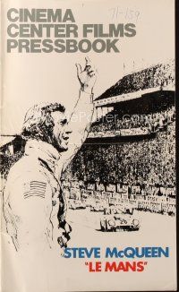 5z690 LE MANS pressbook '71 art of race car driver Steve McQueen waving at fans!