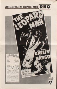 5z693 LEOPARD MAN pressbook R57 Jacques Tourneur, O'Keefe & Margo are victims of a strange killer!