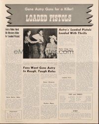 5z703 LOADED PISTOLS pressbook R54 Gene Autry playing guitar, fighting & riding Champion!
