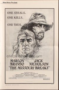 5z735 MISSOURI BREAKS pressbook '76 Bob Peak art of Marlon Brando & Jack Nicholson, Arthur Penn!