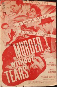 5z745 MURDER WITHOUT TEARS pressbook '53 a stolen kiss, a sudden scream, a killer at large!