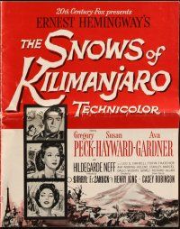 5z870 SNOWS OF KILIMANJARO pressbook '52 Gregory Peck, Susan Hayward & Ava Gardner in Africa!