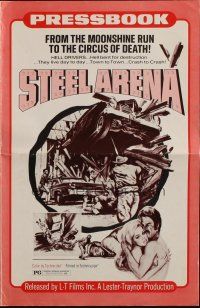 5z887 STEEL ARENA pressbook '73 from moonshine run to circus of death, world champion Hell Drivers!