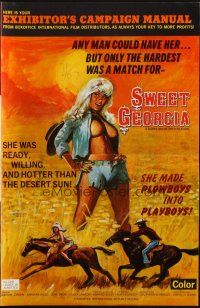 5z902 SWEET GEORGIA pressbook '72 willing & hotter than the sun, she made plowboys into playboys!