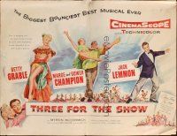 5z923 THREE FOR THE SHOW pressbook '54 Betty Grable, Jack Lemmon, Marge & Gower Champion!