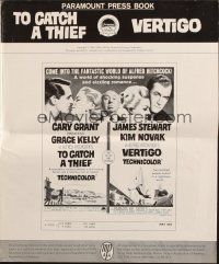 5z935 TO CATCH A THIEF/VERTIGO pressbook '63 Alfred Hitchcock, Cary Grant, Grace Kelly!