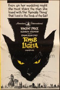 5z937 TOMB OF LIGEIA pressbook '65 Vincent Price, Roger Corman, Edgar Allan Poe, cool cat artwork!