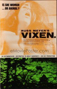 5z963 VIXEN pressbook '68 classic Russ Meyer, sexy naked Erica Gavin, is she woman or animal?