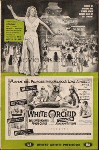 5z981 WHITE ORCHID pressbook '54 William Lundigan, Peggie Castle, wild art of tribesmen with woman!