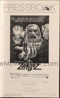 5z998 ZARDOZ pressbook '74 fantasy art of Sean Connery, who has seen the future and it doesn't work!