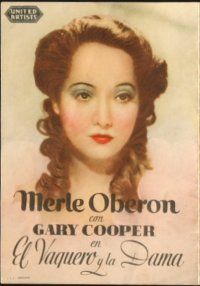 5z060 COWBOY & THE LADY Spanish herald '40 portraits of Gary Cooper & pretty Merle Oberon!