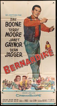 6a425 BERNARDINE 3sh '57 art of America's new boyfriend Pat Boone is on the screen!