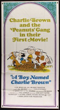 6a433 BOY NAMED CHARLIE BROWN 3sh '70 baseball art of Snoopy & the Peanuts by Charles M. Schulz!
