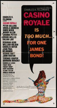 6a440 CASINO ROYALE 3sh '67 all-star James Bond spy spoof, sexy psychedelic art by McGinnis!