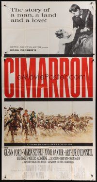 6a444 CIMARRON 3sh '60 directed by Anthony Mann, Glenn Ford, Maria Schell, cool artwork!