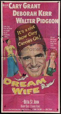 6a460 DREAM WIFE 3sh '53 great image of Cary Grant wearing fez, sexy Deborah Kerr!
