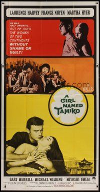 6a482 GIRL NAMED TAMIKO 3sh '62 John Sturges, Laurence Harvey used women without shame!