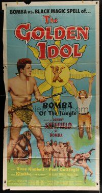 6a485 GOLDEN IDOL 3sh '54 full-length Johnny Sheffield as Bomba with spear!