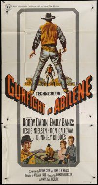 6a491 GUNFIGHT IN ABILENE 3sh '67 cool artwork of cowboy Bobby Darin in a showdown!