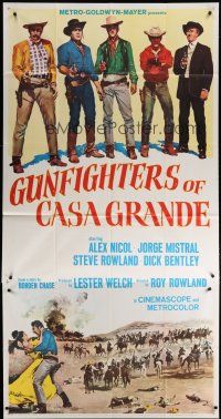 6a492 GUNFIGHTERS OF CASA GRANDE 3sh '65 cool image of Alex Nicol, Jorge Mistral, & Steve Rowland!
