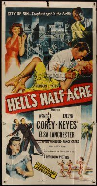 6a499 HELL'S HALF ACRE 3sh '54 Wendell Corey romances sexy Evelyn Keyes in Hawaii, City of Sin!