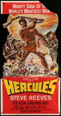 6a501 HERCULES 3sh '59 great artwork of the world's mightiest man Steve Reeves!