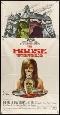 6a508 HOUSE THAT DRIPPED BLOOD 3sh '71 Christopher Lee, Vampires! Voodoo! Vixens!