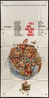 6a520 IT'S A MAD, MAD, MAD, MAD WORLD 3sh '64 great art of entire cast by Jack Davis, super rare!