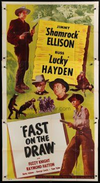 6a522 JIMMY ELLISON/RUSS HAYDEN 3sh '50 cool cowboy montage, both starring in Fast on the Draw!