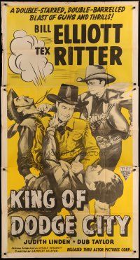 6a528 KING OF DODGE CITY 3sh R40s cool artwork of cowboys Wild Bill Elliot & Tex Ritter!