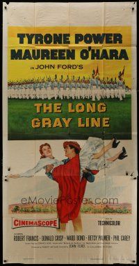 6a541 LONG GRAY LINE 3sh '54 art of Tyrone Power carrying Maureen O'Hara, plus West Point cadets!