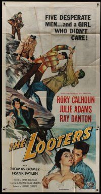 6a542 LOOTERS 3sh '55 Rory Calhoun and Julie Adams trapped on mountain, a girl who didn't care!