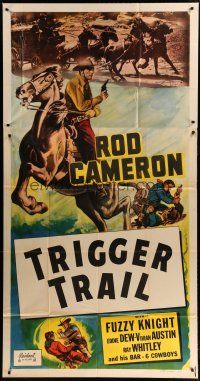 6a606 ROD CAMERON 3sh R49 cool cowboy image with gun on horseback, Trigger Trail!
