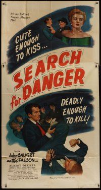 6a618 SEARCH FOR DANGER 3sh '49 cool film noir art of John Calvert as The Falcon!